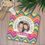 Happy Mother's Day - Custom Photo Template Key Ring<br><div class="desc">Includes bright colourful chevrons and feminine colours. A perfect gift for a mum or grandma or even stepmom, godmother. If you are stuck in quarantine, this is a fun project to make and brighten someone's day. Send a fun Mum's Day greeting with a picture and customised template. For best results...</div>