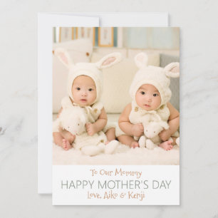 Happy Mother's Day Custom Photo Twins Holiday Card