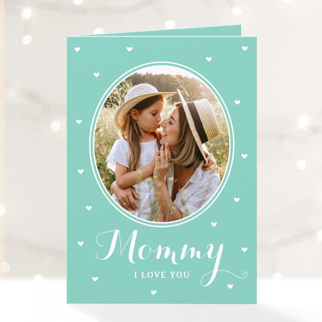 Happy Mother's Day Custom Photos Script Mint Cute Card (Creator Uploaded)