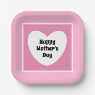 Happy Mother's Day Cute Elegant Light Pink Paper Plate