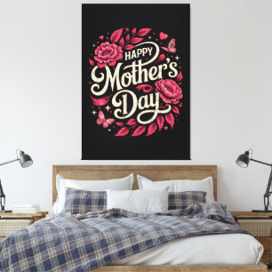 Happy Mothers Day Cute Floral Mum Canvas Print
