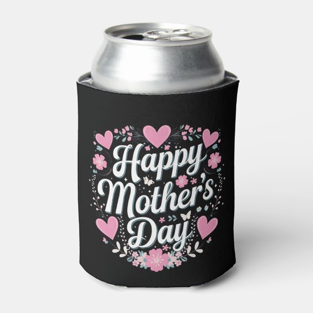 Happy Mother's Day Cute Floral Mum Grandma Can Cooler (Can Front)