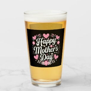 Happy Mother's Day Cute Floral Mum Grandma Glass