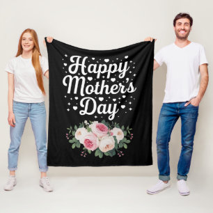 Happy Mother's Day Cute Floral Mum Grandma Wife Fleece Blanket