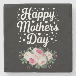 Happy Mother's Day Cute Floral Mum Grandma Wife Stone Coaster
