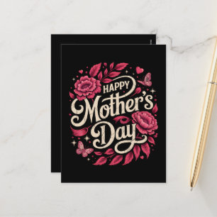 Happy Mothers Day Cute Floral Mum Holiday Postcard