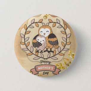 Happy Mother's Day Cute Fun Owl Bird 6 Cm Round Badge
