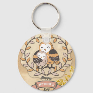 Happy Mother's Day Cute Fun Owl Bird Key Ring