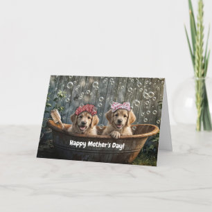 Happy Mothers Day Cute Golden Retriever  Card
