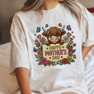 Happy Mother'S Day Cute Highland Cow Floral Tri-Blend Shirt