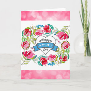 Happy Mothers Day Cute Pink Floral Card