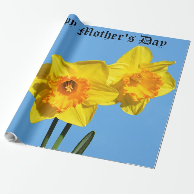 Happy Mother's Day Daffodils Gold Medal flowers  Wrapping Paper (Unrolled)