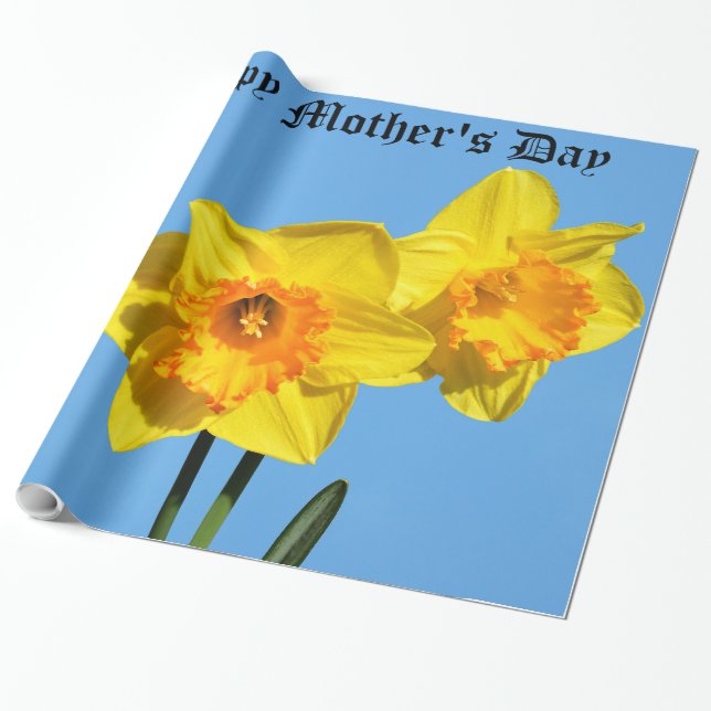 Happy Mother's Day Daffodils Gold Medal flowers  Wrapping Paper (Unrolled)