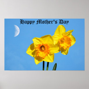 Happy Mother's Day Daffodils Gold Medal Poster