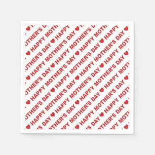Happy Mother's Day Dark Red on White Paper Napkin