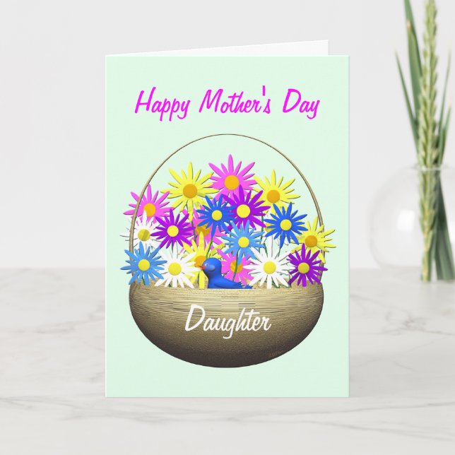 Happy Mothers Day Daughter Basket of Daisies Card (Front)