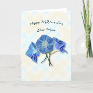 Happy Mothers Day Dear Mum Blue Morning Glory Flow Thank You Card