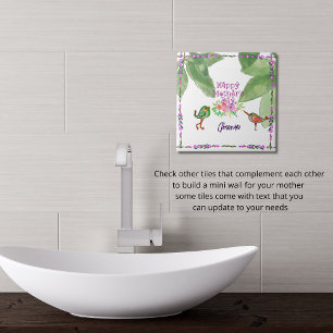 Happy Mothers Day Decorative Birds Tile