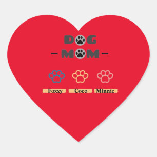 Happy Mothers Day Dog Mum of Three Heart Sticker