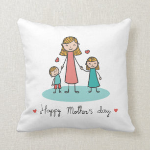 Happy Mother's Day Drawing   Throw Pillow