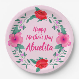 Happy Mother's Day Edit Name Grandmother Abuelita Paper Plate