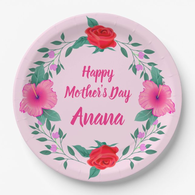 Happy Mother's Day Edit Name Inuit Anana Paper Plate (Front)