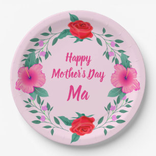 Happy Mother's Day Edit Name Ma Paper Plate