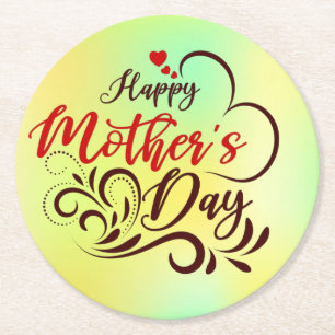 Happy Mother's Day Elegant Design-23331 Round Paper Coaster