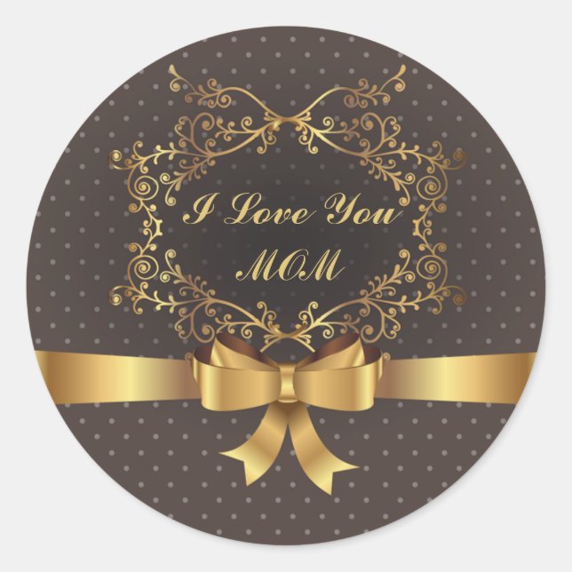 Happy Mother's Day Elegant Golden Design Classic Round Sticker (Front)