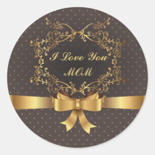 Happy Mother's Day Elegant Golden Design Classic Round Sticker
