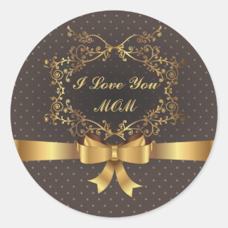 Happy Mother's Day Elegant Golden Design Classic Round Sticker