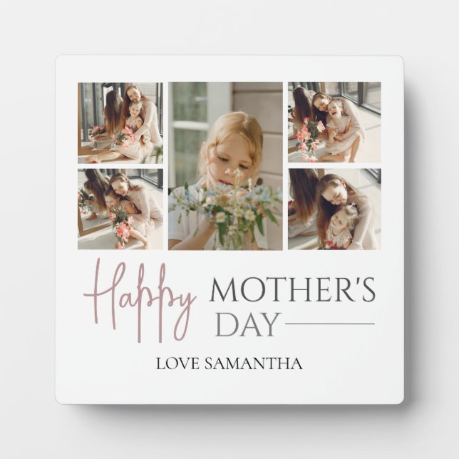 Happy Mother's Day | Elegant Modern photo collage Plaque (Front)