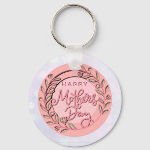 Happy Mother's Day Elegant Modern Pink Floral Key Ring