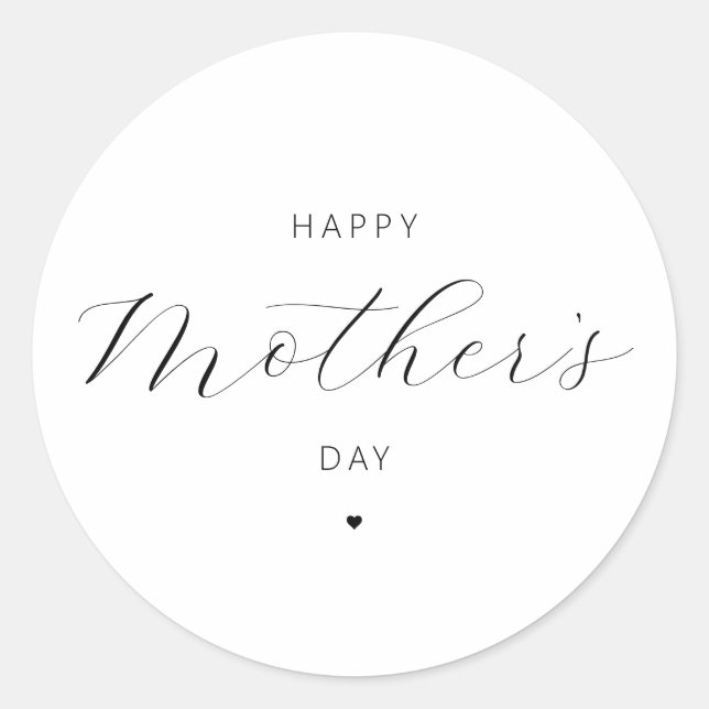Happy Mother's Day Elegant Script Typography Classic Round Sticker (Front)