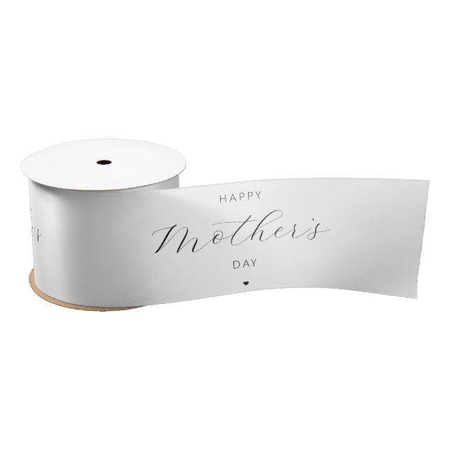Happy Mother's Day Elegant Script Typography Satin Ribbon (Spool)