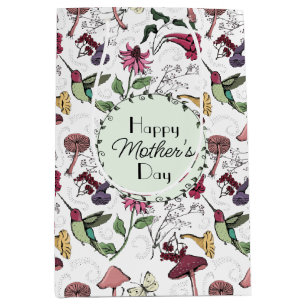 Happy Mothers Day Enchanted Garden Hummingbird Medium Gift Bag