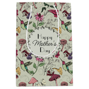Happy Mothers Day Enchanted Garden Hummingbird Medium Gift Bag