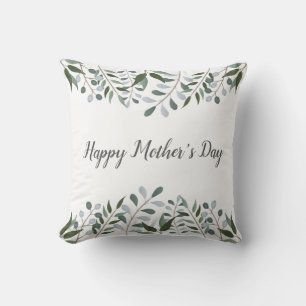 Happy Mothers Day Eucalyptus Greenery Floral Cushion