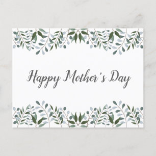 Happy Mothers Day Eucalyptus Greenery Floral Postcard