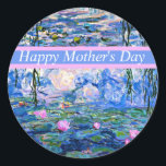 Happy Mother's Day, famous Monet artwork, Classic Round Sticker<br><div class="desc">Happy Mother's Day - Claude Monet's famous painting,  Water Lilies,  1919.</div>