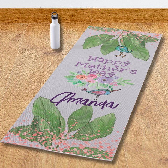 Happy Mother's day Floral & Birds Yoga Mat (Happy Mother's day Floral & Birds Yoga Mat)