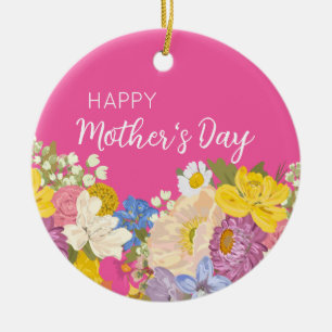 Happy Mother's Day Floral Blooms Ceramic Tree Decoration