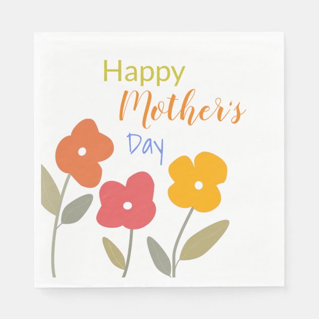 Happy Mother's Day Floral Blooms  Napkin (Front)