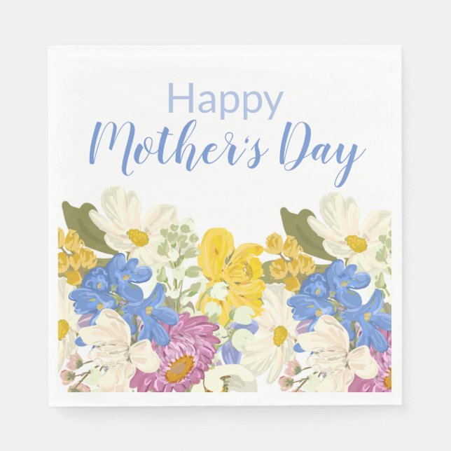 Happy Mother's Day Floral Blooms  Napkin (Front)