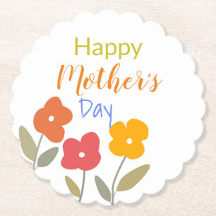 Happy Mother's Day Floral Blooms Paper Coaster