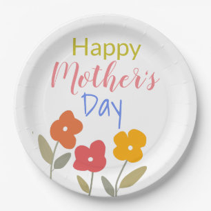 Happy Mother's Day Floral Blooms Paper Plate