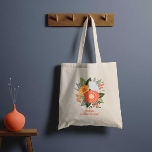 Happy mother's day floral bouquet tote bag