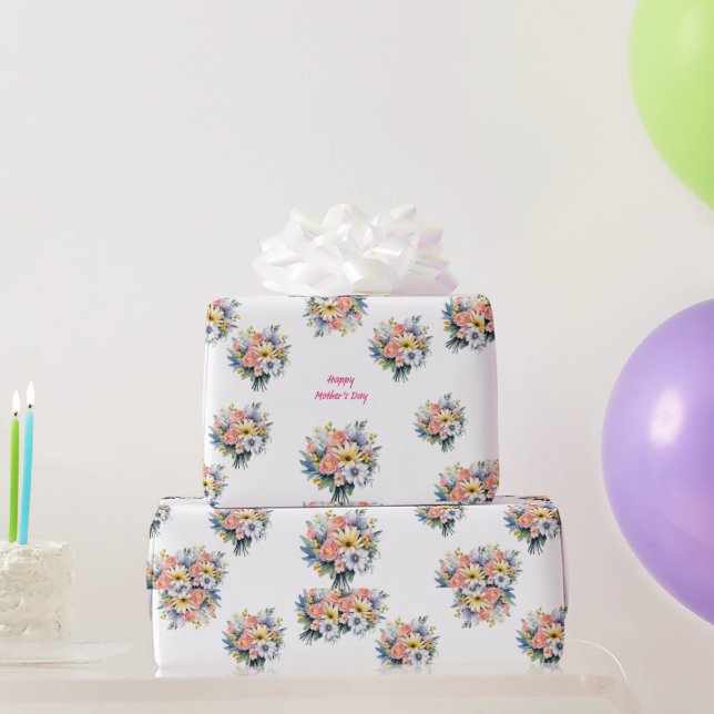 Happy Mother's Day Floral Bouquet  Wrapping Paper (Party Gifts)