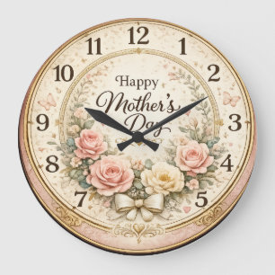 Happy Mother's Day Floral Decorative Wall Clock