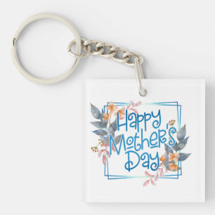 Happy Mother's Day Floral Frame Keychain
